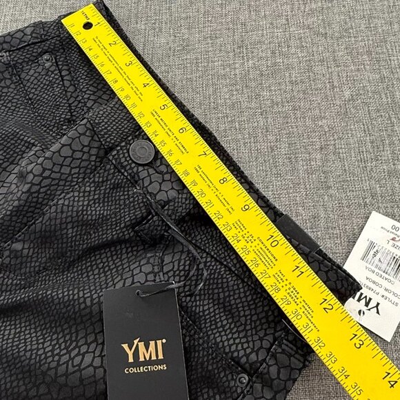 NEW! YMI Collection Skinny Pants Charcoal Snakeskin Print Large Cotton Blend - Picture 11 of 15